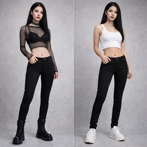 DL1961 Emma Black Low Rise Legging Jeans Size 27 | Stretch Skinny Y2K Goth Biker